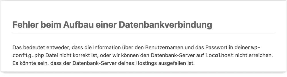 WordPress: Fehler beim Aufbau einer Datenbankverbindung