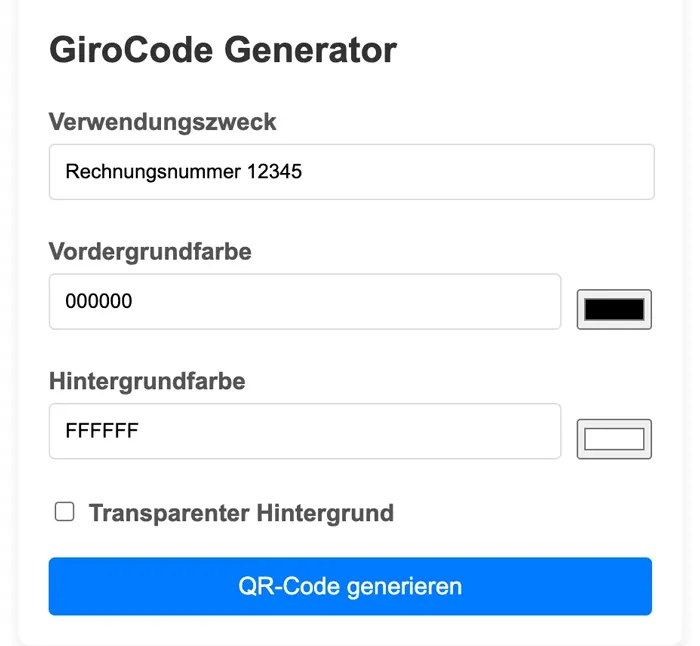 QR Code und GiroCode Generator